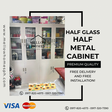Load image into Gallery viewer, Premium Half Glass Half Metal Cabinet